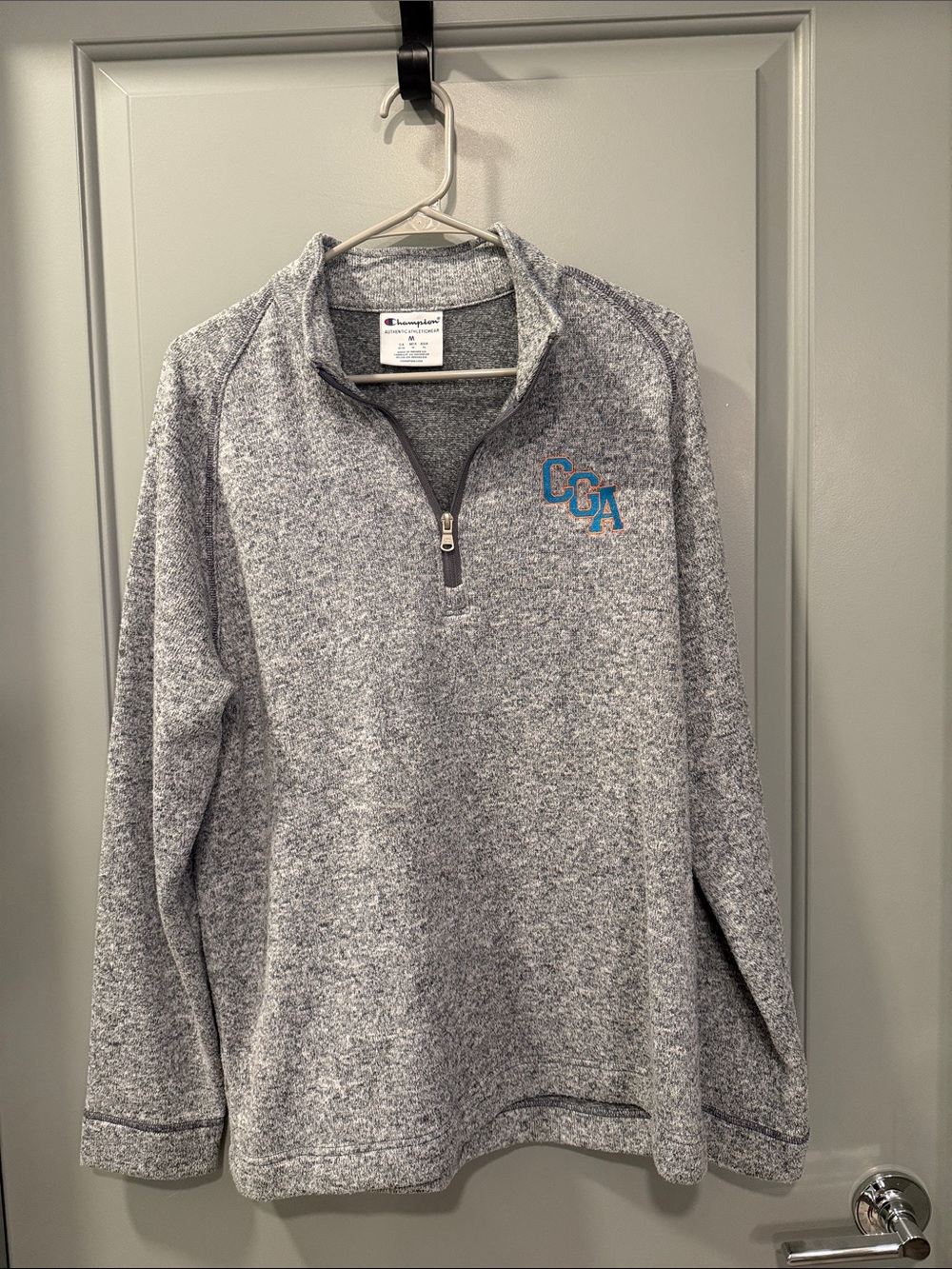 Champion Gray Heather Quarter-Zip Pullover with Teal Logo